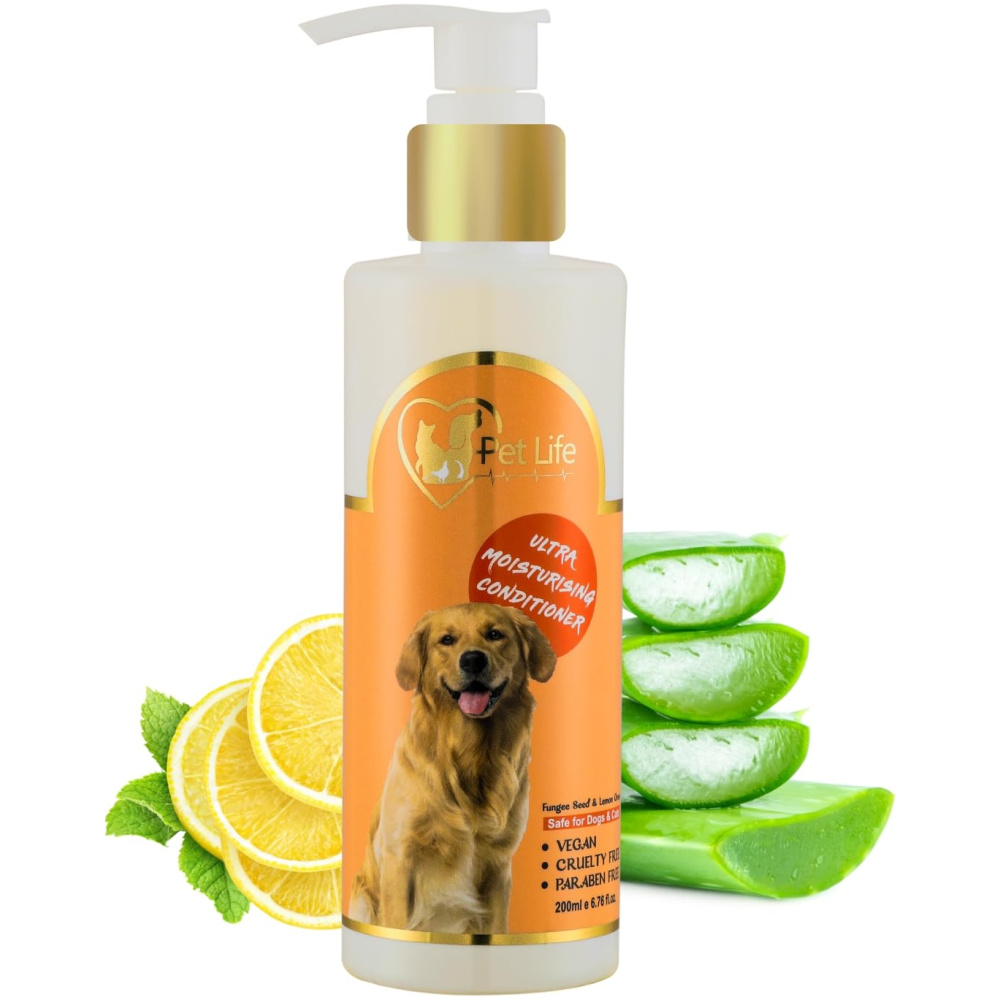 Pet Life Organic Ultra Moisturising Dog Conditioner for Bulldog Dog & Puppy | Shiny & Healthy Coat | Silky, Soft & Smooth Hair Suitable for All Type of Dog & Puppy, Paraben Free – 200 ml
