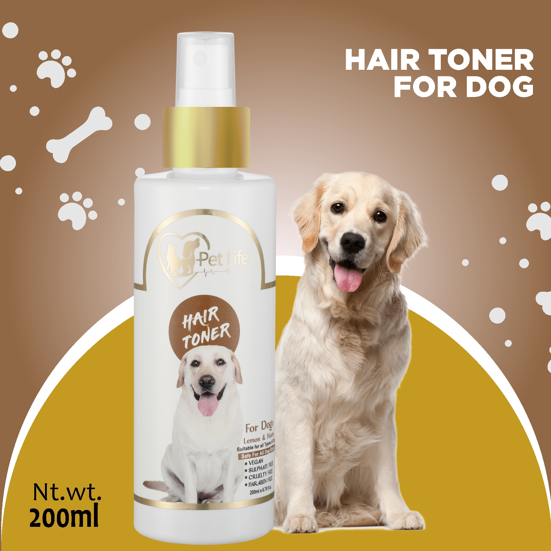 Organic Dog Hair Toner Spray for Reduce Hair Fall, Shedding, Anti Fungal, Detangled Hair
