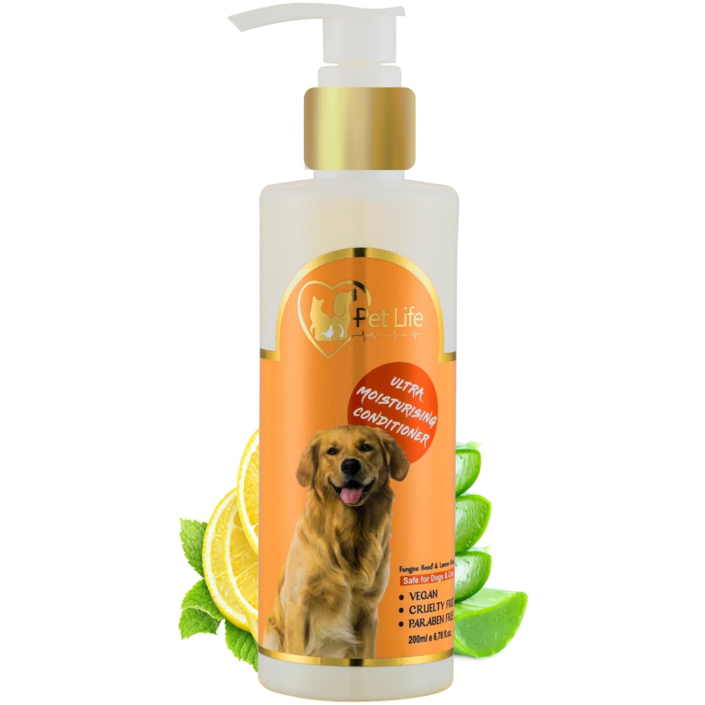 Pet Life Organic Ultra Moisturising Dog Conditioner for Bulldog Dog & Puppy | Shiny & Healthy Coat | Silky, Soft & Smooth Hair Suitable for All Type of Dog & Puppy, Paraben Free