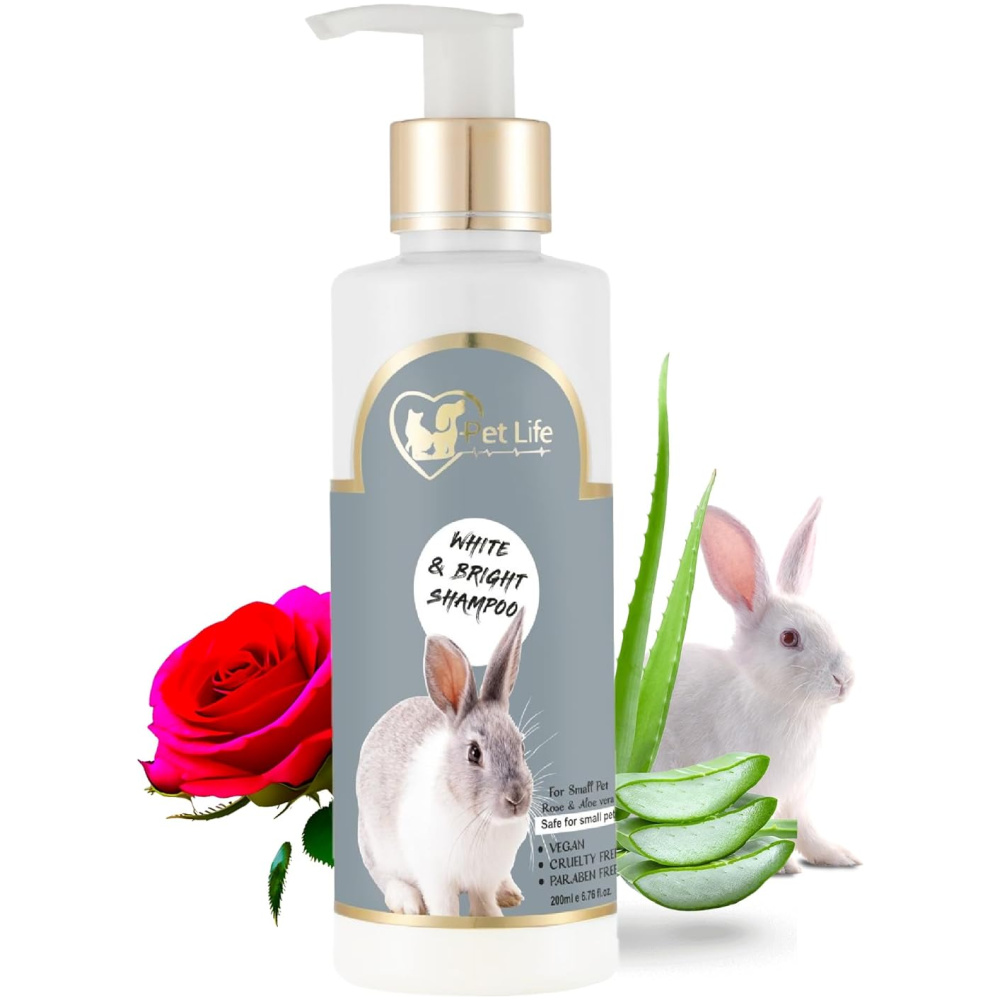 Pet Life Pure Organic White And Bright Pet Shampoo For Small Pets, Rabbits & Kitten - Healthy Shiny Coat | Nourishing Hair & Body Wash - Safe & Effective Pet Friendly Formula For All Small Pet –200 Ml