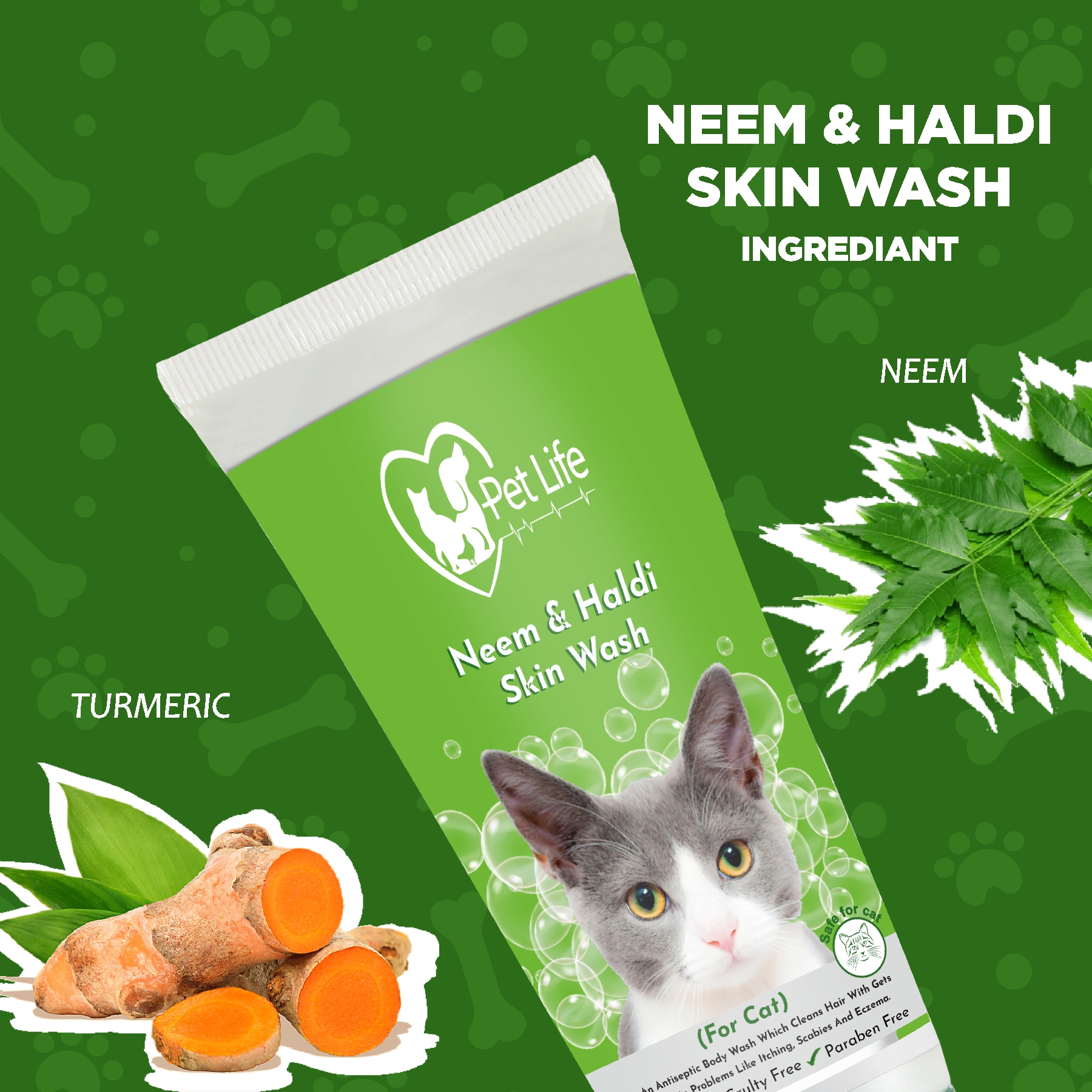 Organic Haldi Neem Skinwash for All Cat Breed