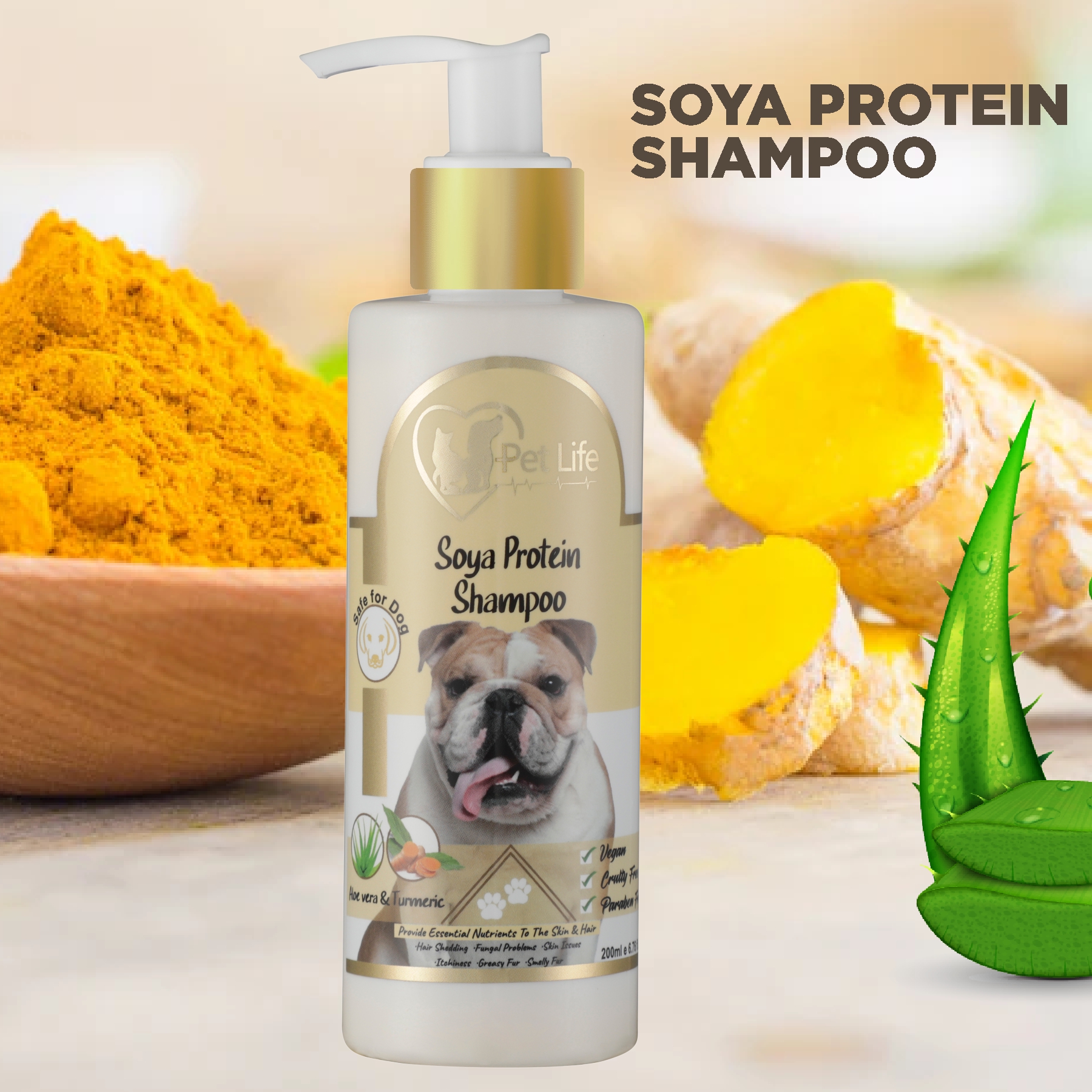 Pure Organic SOYA Protein Shampoo for Dog Effective to Greasy Hair/Smelly Fur/Hair Shedding/Silky & Shiny Hair/Protein Rich Dog Shampoo - Pet Friendly Formula for All Dog Breeds