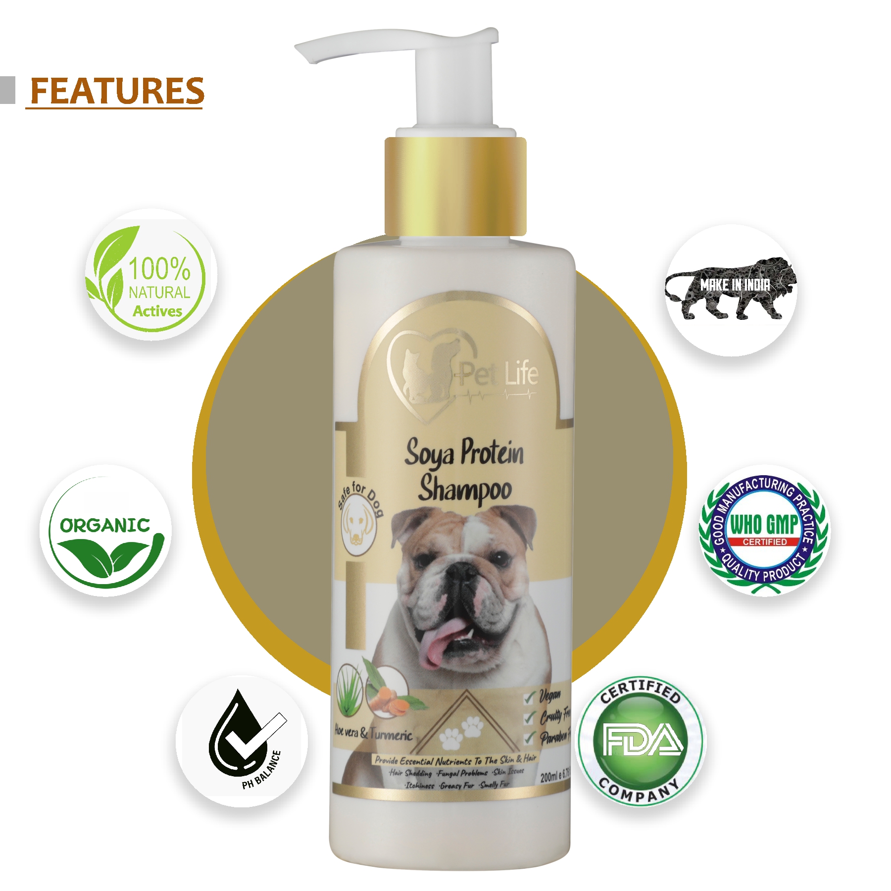 Pure Organic SOYA Protein Shampoo for Dog Effective to Greasy Hair/Smelly Fur/Hair Shedding/Silky & Shiny Hair/Protein Rich Dog Shampoo - Pet Friendly Formula for All Dog Breeds