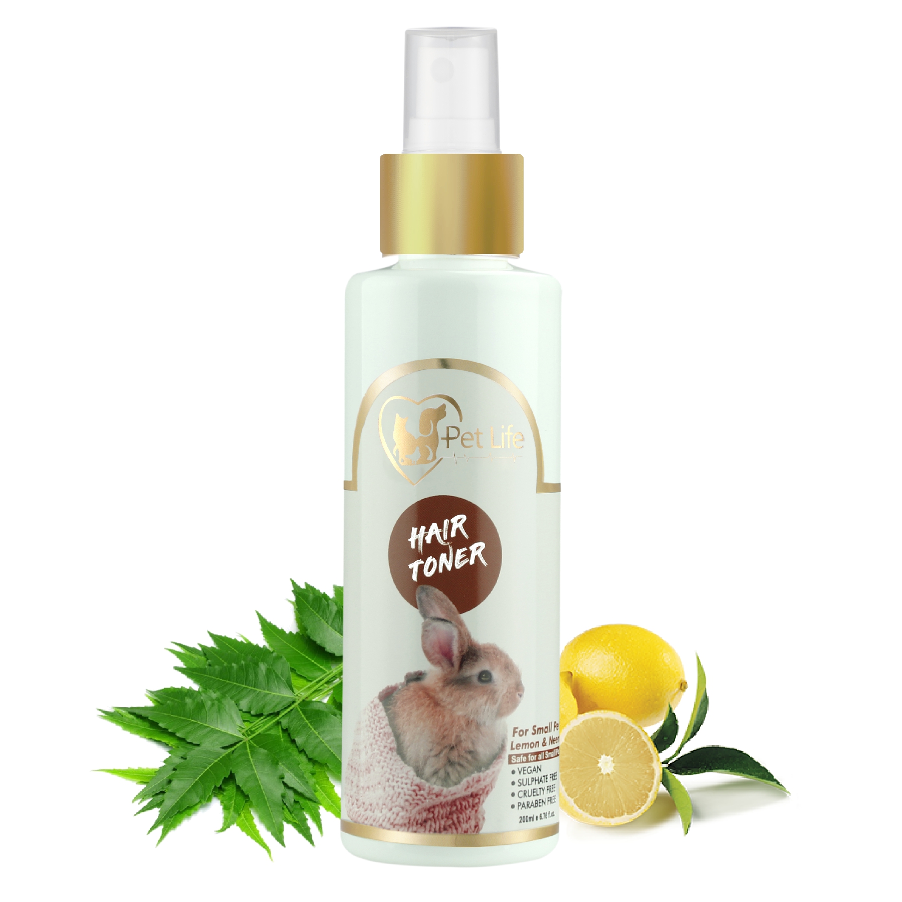 Organic Hair Toner Spray for Small Pets, Rabbits & Kitten Help to Reduce Hair Fall, Shedding, Anti Fungal, Detangled Hair