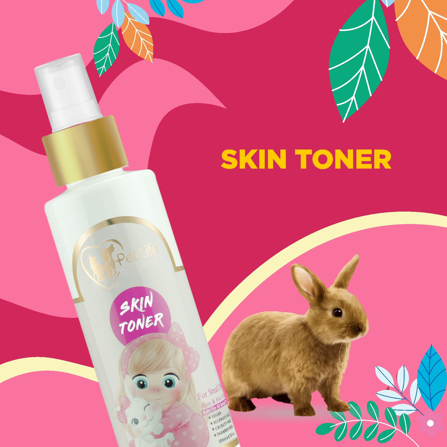 Organic Skin Toner Spray for Small Pets, Rabbits & Kitten