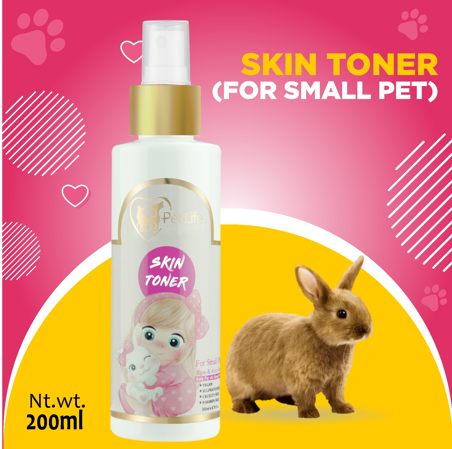 Organic Skin Toner Spray for Small Pets, Rabbits & Kitten